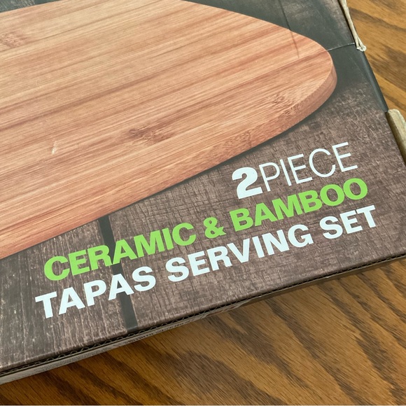 NIB Denmark Tools for Cooks - 2 Piece Ceramic & Bamboo Tapas Serving Set - Picture 4 of 8